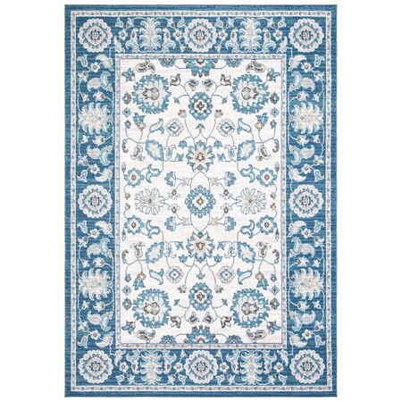 Safavieh 5 ft.-3 in. x 7 ft.-7 in. Power Loomed Liberty 700 Polyester Rectangle Rug, Dark Blue & Ivory LIB750N-5